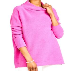 Free People Cowl Turtleneck Ribbed Sweater XS Pink Oversized Relaxed Fit Boho
